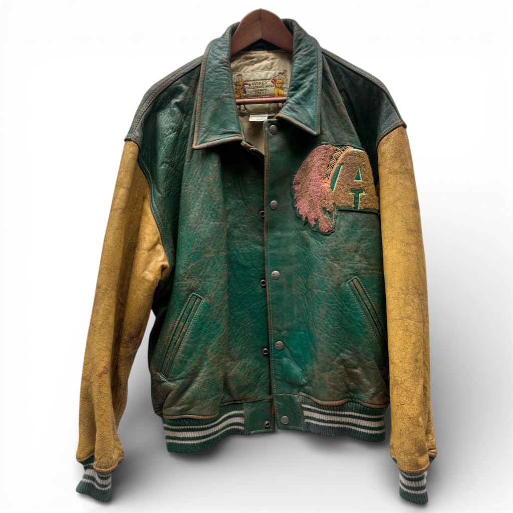 RARE Avirex Suquamish Native Indian Leather Baseball Jacket XL