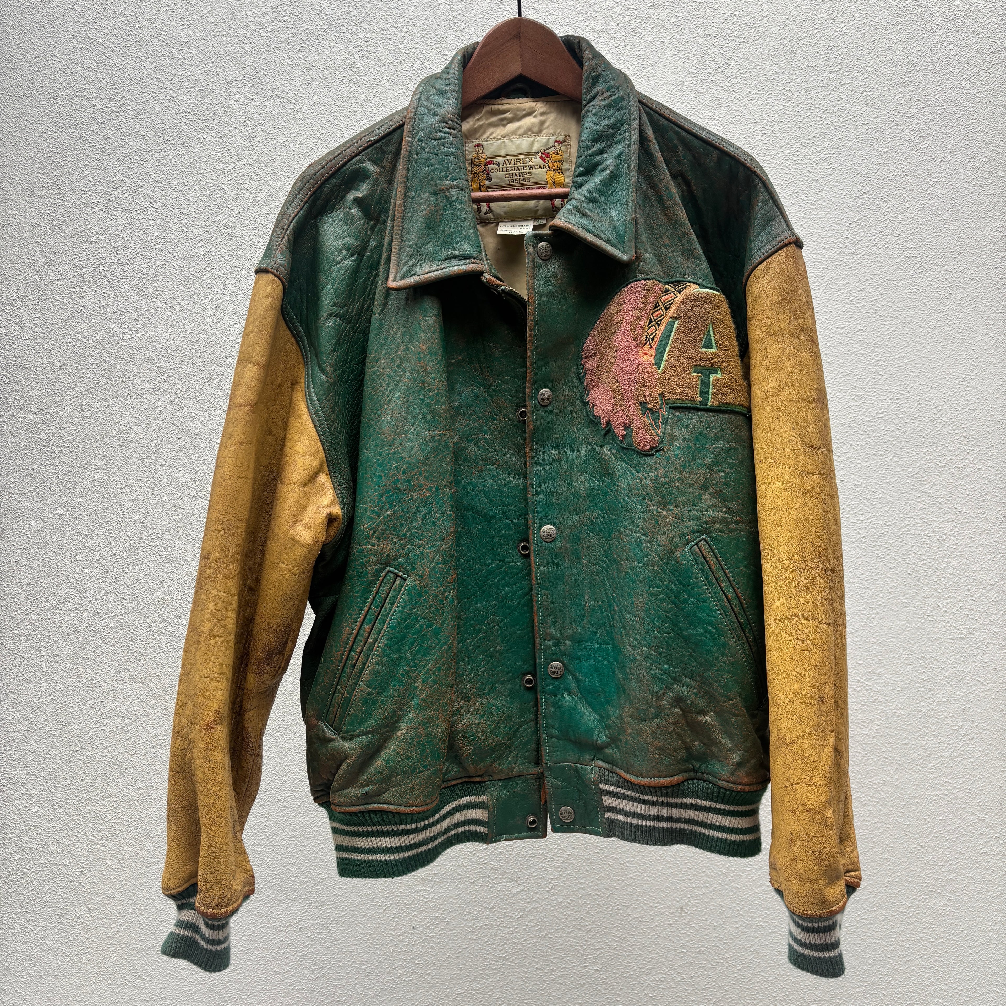 RARE Avirex Suquamish Native Indian Leather Baseball Jacket XL