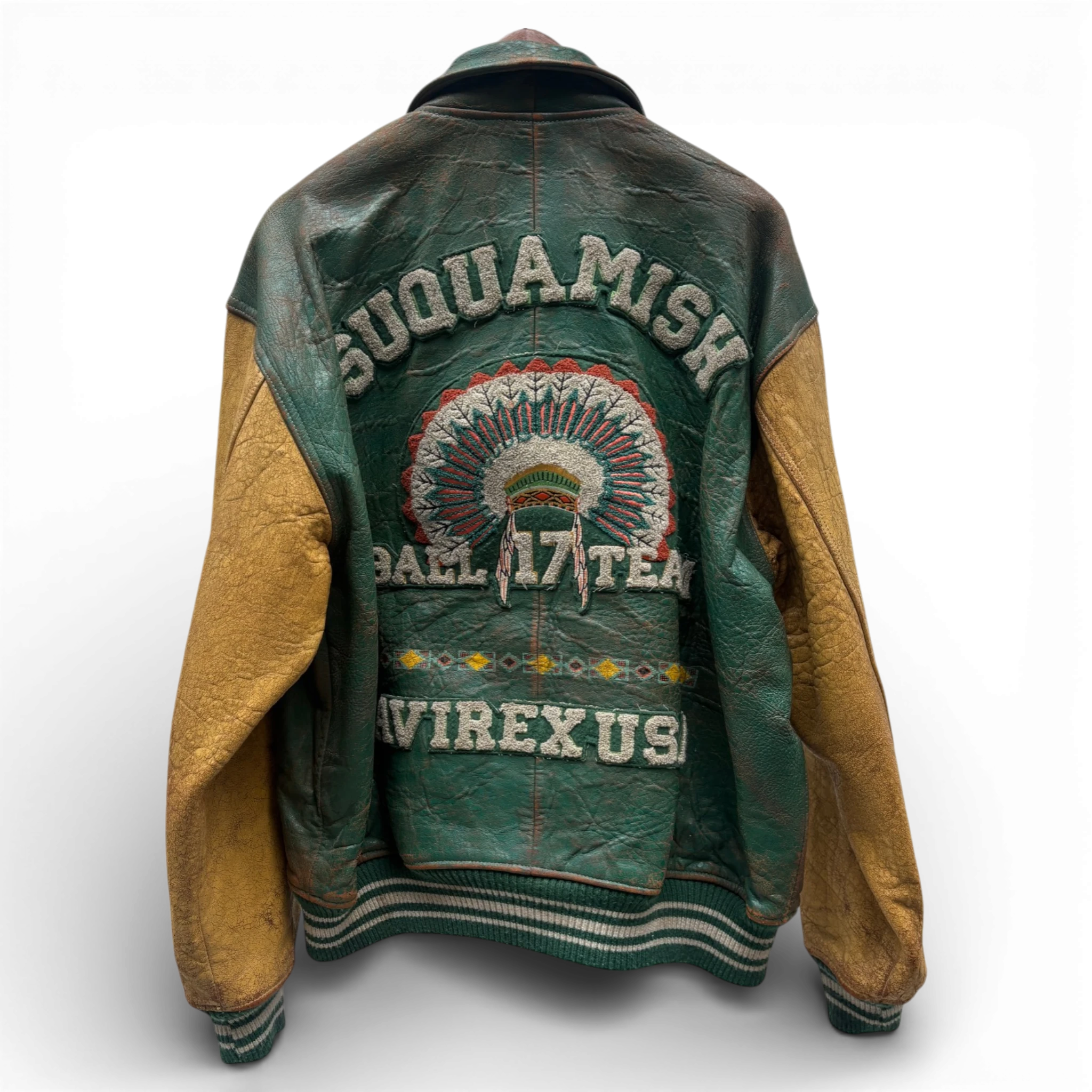 RARE Avirex Suquamish Native Indian Leather Baseball Jacket XL